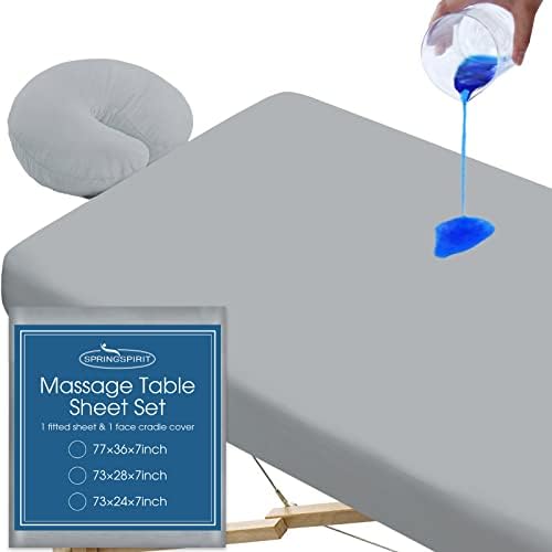 Waterproof Massage Table Cover 2-Piece Set, Fitted Sheet & Face Cover, Grey by SpringspiritBedding