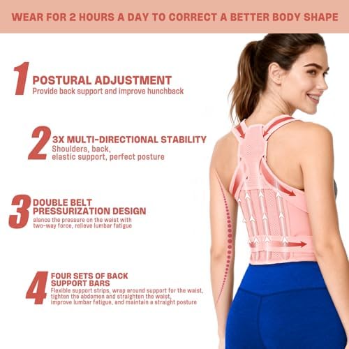 Back Brace & Posture Corrector for Women, Adjustable Back Support - Image 3