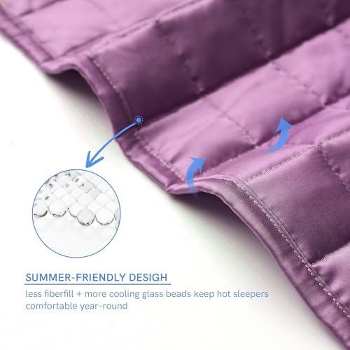 YnM Exclusive Cooling Weighted Blanket, Smallest Compartments with Glass Beads, Bed Blanket for One Person of 140lbs, Ideal for Twin/Full Bed (48x72 Inches, Pounds, Fuchsia) - Image 5