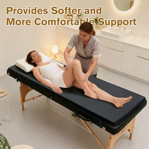 Massage Bed Topper 73x29x2 Inch Lash Bed Foam Topper with Removable Cover and Elastic Bands Non-Slip Massage Table Pad for Spa Lash Extensions Salon, Black - Image 3