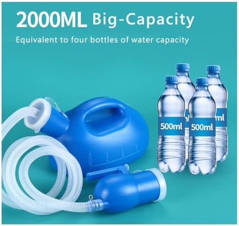 Male Urinal Bottle 68 OZ Portable Urinals for Men 59" Long Hose with Lid (Blue) - Image 6