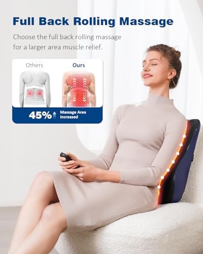 KNQZE Back Massager for Pain Relief Deep Tissue, Shiatsu Walking Massage with Heat for Neck, Shoulder, Leg, Rolling Lower Back Massager for Chair with 3 Intensities, Gifts for Men Women Mom Dad - Image 2