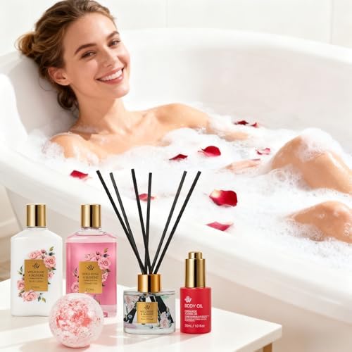 35 Pcs Gift for Women, Red Rose Bath & Body Basket Gift, Spa Gift Basket - Image 3