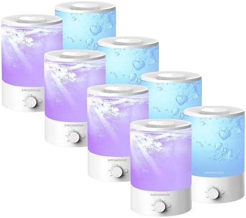 Megawise Cool Mist Humidifier | 8 Pack of 3.5L Capacity Top Refill for Nursery, Bedroom, Home and Office + Super Quiet Ultrasonic Vaporizer. by MEGAWISE