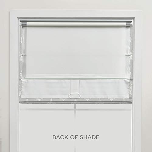 EXCLUSIVE HOME Marseilles Damask 100% Blackout Roman Shade, 23"x64", Silver - Image 6