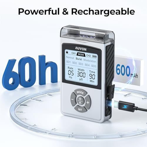 AUVON Rechargeable Digital TENS Unit Muscle Stimulator with 600 mAh Battery - Image 5