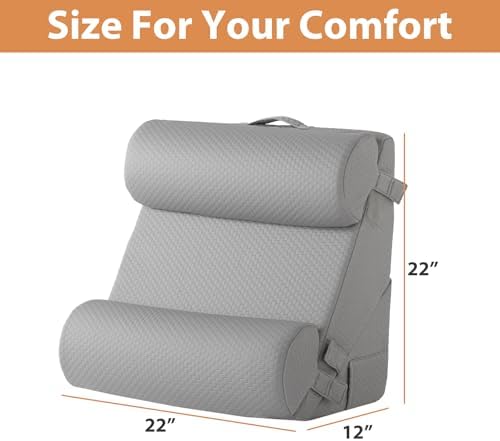 BIEEZZK 4PCS Wedge Pillow Set for After Surgery, Back Pillow for Bed Sitting up, 9&12inch Adjustable Memory Foam Bed Wedges, Pillow Wedge for Acid Reflux, Back Pain Relief, Snoring, Grey - Image 3