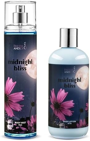 Midnight Bliss Body Lotion & Body Mist Bundle – 10oz Moisturizing Lotion + 8oz Fine Fragrance Spray | Floral & Musk Scented Bath & Body Set Gift – Mother's Day Gift for Mom by FreidaandJoe