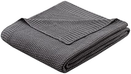 INK+IVY Bree Knit Throw Blanket for Bed, Sofa, and Couch, Lightweight, Breathable, Soft & Cozy Summer Blanket, Throw (50 in x 60 in), Charcoal by INKIVY