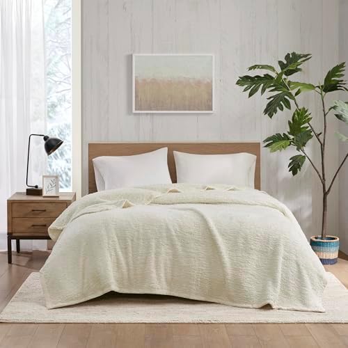 Woolrich Burlington Berber Blanket Super Soft, Cozy Lightweight Cover with Luxurious Velvet Binding, Modern Trendy All Season Bedspread Bedding-Set, Twin: 66x90, Ivory - Image 2