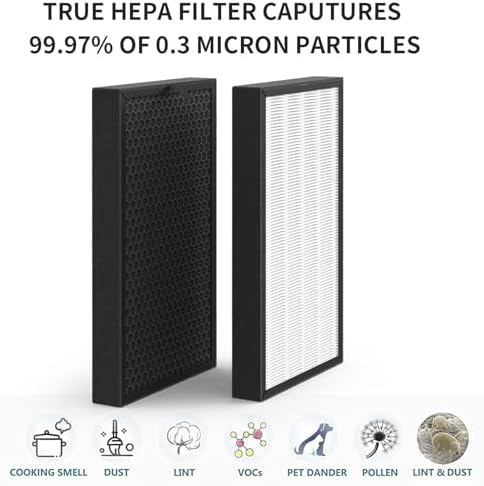 2 Pack KJ350G Replacement Filter Compatible with TOSOT Air Purifier, H13 True HEPA High-Efficiency Activated Carbon Filter, - Image 3