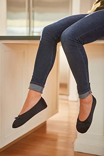 Isotoner Women's Satin Ballerina Slippers with Classic Ribbon Bow and Suede Sole - Image 3