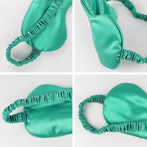 1 Pcs Silk Sleep Mask, Soft Eye Mask with Elastic Strap, Lightweight Blindfold for Men, Women, Travel, and Naps (Cyan) - Image 2