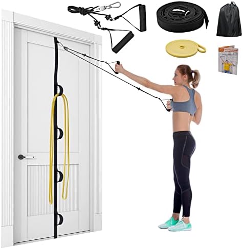 ATENTO Shoulder Rehab Pulley System with Foam Handles│Arm Pulley with Muti-Anchor Door Strap for Physical Therapy Exercises │Latex Resistance Bands for Assisting Rotator Cuff, AC Joint, Shoulder Pain by ATENTO
