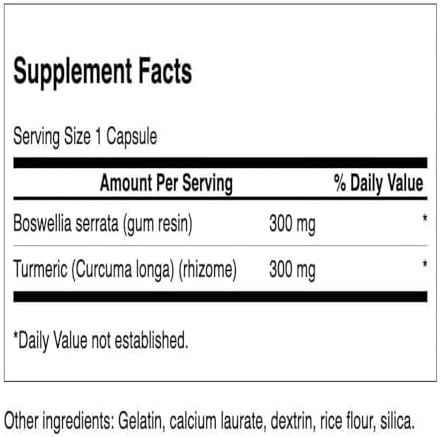 Swanson Full Spectrum Boswellia and Curcumin, 60 Capsules, Packing May Vary - Image 2