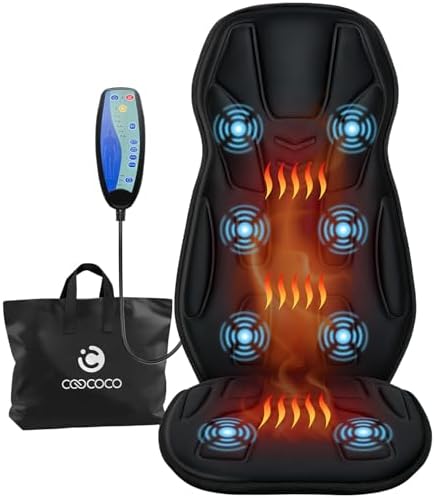 CooCoCo Vibration Back Massager with Heat, 8-Motor Massage Pad for Chair by CooCoCo