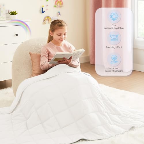 Weighted Blanket - 10 lbs White Heavy Blanket - Small Size Breathable Lap Blanket(41"x60", 10 lbs) - Image 3