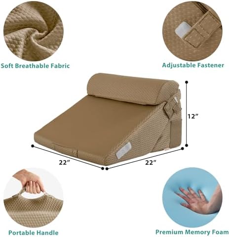 Bedluxe Wedge Pillow Set for After Surgery, Orthopedic Bed Wedge, Brown - Image 3