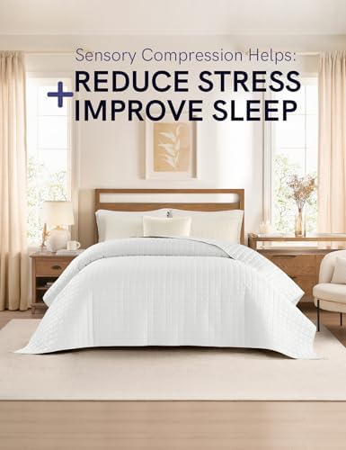 YnM King Size Cooling Weighted Blanket for Adults (88x104 Inches, 25 Pounds, White), Perfect for Hot Sleepers with Cooling Rayon/Glass Beads, Heavy Bed Blanket for Couple on Queen or King Bed - Image 2