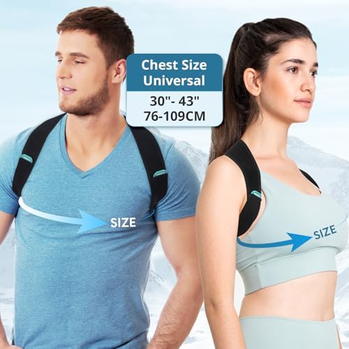 Adjustable Posture Corrector for Men & Women – Upper & Mid Back Brace for Posture Alignment – Relieves Neck, Shoulder & Clavicle Pain – Lightweight, Breathable & Invisible Under Clothing（Chest Size 30”-43”） - Image 3