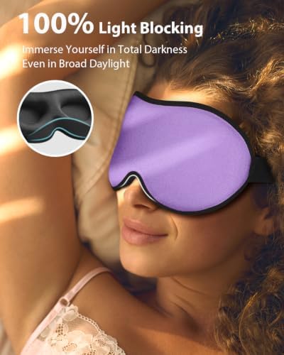MABAO Weighted Sleep Mask, 100% Blackout Blindfold for Sleeping, Purple - Image 4
