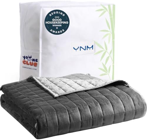 YnM Cooling Weighted Blanket for Adults, Cooling & Cozy Velvet Dual-Sided, 15lbs Heavy Bed Throw for One Person of 140lbs, Four Seasons Use (60x80 Inches, Queen Bed, Dark/Light Grey) by YNM