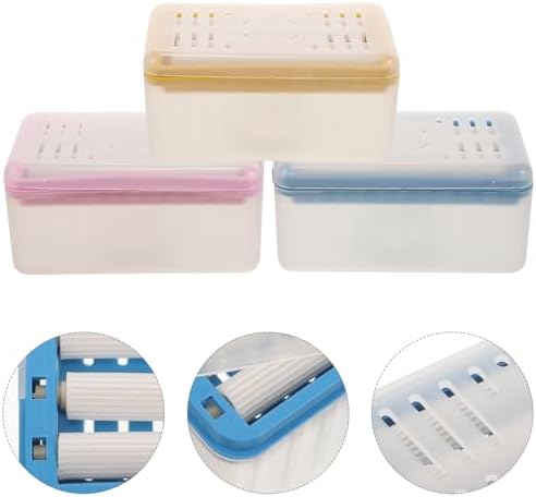 Lurrose 3pcs Multifunctional Laundry Soap Foaming Boxes with Rollers Sturdy Soap Dish for Bathroom Countertop for Home Use - Image 6
