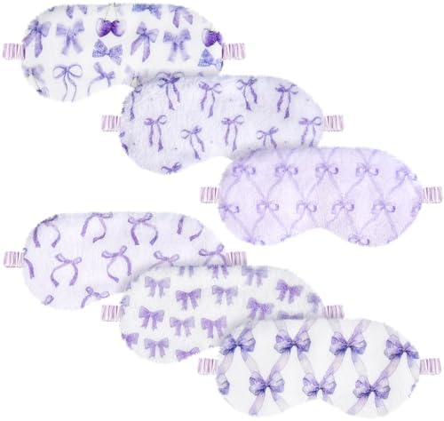 Cuffbow 6 Pack Fuzzy Sleep Masks Plush Eye Mask,Bow,Purple by Cuffbow