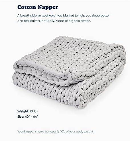 Bearaby Cotton Hand-Knit Weighted Blankets for Adults - Chunky Knit Blanket - Sustainable, Breathable, Organic, Cooling Weighted Blanket - Machine Washable (Moonstone Grey, 10 lbs, 40"x64") - Image 2