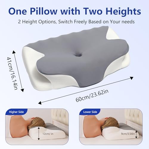 Cervical Neck Pillow for Neck Pain Relief, Ergonomic Contour Orthopedic Cooling Odorless Memory Foam Pillow, High-Density Slow Rebound, Support Side Back Stomach Sleepers with Washable Pillowcase - Image 4
