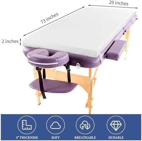 HOMBYS Memory Foam Massage Bed Mattress Topper, Non-Slip Lash Bed Table Mattress Topper with Removable Cover and Holding Elastic Bands, Cushion Only, White, 73"x29"x2" - Image 2