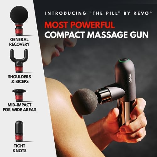 The Pill by REVO - Handheld Deep Tissue Electric Massage Gun with 4 Attachments - Powerful, Sleek, Ergonomic, Lightweight - Compact and Easy to Hold Percussion Muscle Massager - Image 2