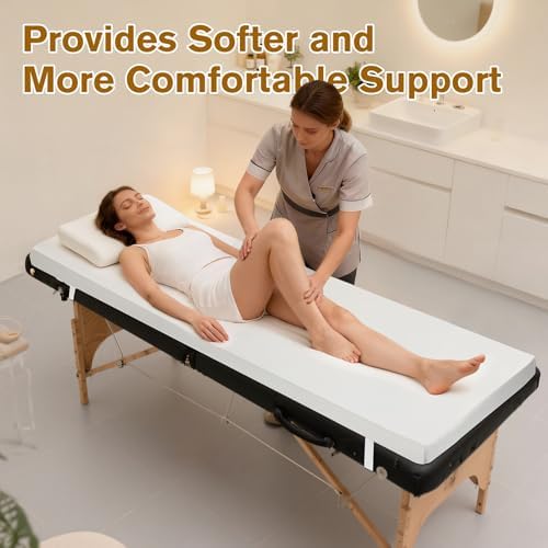 Massage Bed Topper 73x29x2 Inch Lash Bed Foam Topper with Removable Cover and Elastic Bands Non-Slip Massage Table Pad for Spa Lash Extensions Salon - Image 3