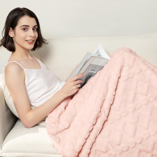 Aganear Fleece Throw Blanket for Couch Sofa 60"x80" Pink - Image 5