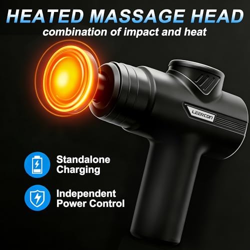 LEERCON Massage Gun with Heat, Deep Tissue Back Massager Gun Gifts for Men - Image 2