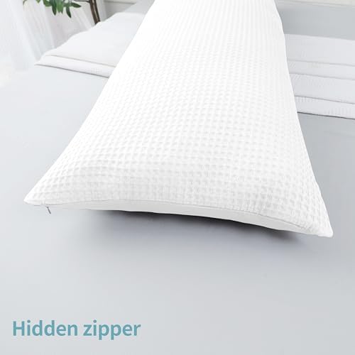 100% Egyptian Cotton 600 TC Waffle Weave Body Pillowcase with Zipper - Image 5