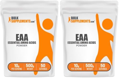 BulkSupplements.com Essential Amino Acids Powder - Essential Amino Acids Supplement, EAA Powder - Unflavored & Gluten Free, 10g per Serving, 500g (1.1 lbs) (Pack of 2) by BULKSUPPLEMENTSCOM