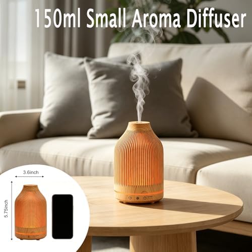 Diffuserlove Essential Oil Diffuser,150ML Small Aroma Humidifier with 1H/2H/4H Timer,Cool Mist & 7 Colors Night Light,Decor Diffuser Ready Gift for Home Office Bedroom - Image 2