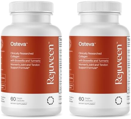 Osteva Joint Support Supplement for Women | High Potency Collagen, Turmeric, Boswellia | for Flexible Cartilage & Tendons, Resilient Knees & Hip, Improved Mobility | Non-GMO, 60 Ct (2 Pack) by Rejuveen