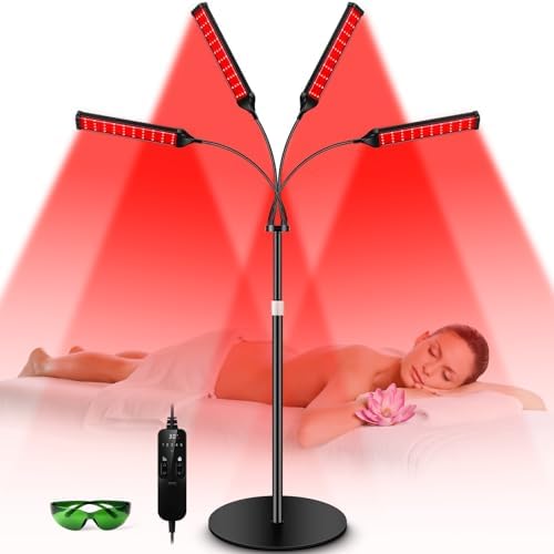 Viconor Red Light Therapy Lamp,4 Head Infrared Light Therapy for Body Device with Adjustable Stand-660nm Red Light＆850nm Near Infrared Light Therapy Device for Face,Body,Pain,Skin at Home by Viconor