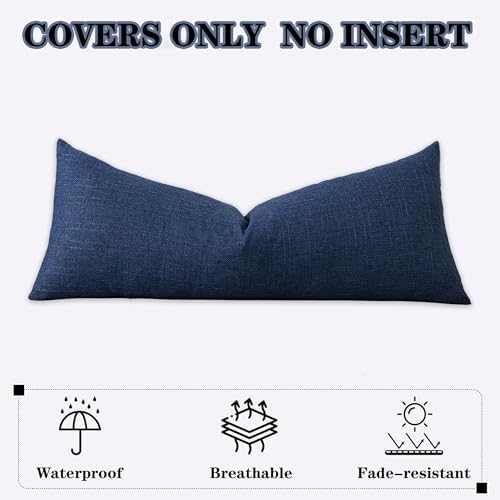 Kevin Textile Outdoor Waterproof 14”x36” Lumbar Pillow Cover 1 Pack, Blue - Image 7