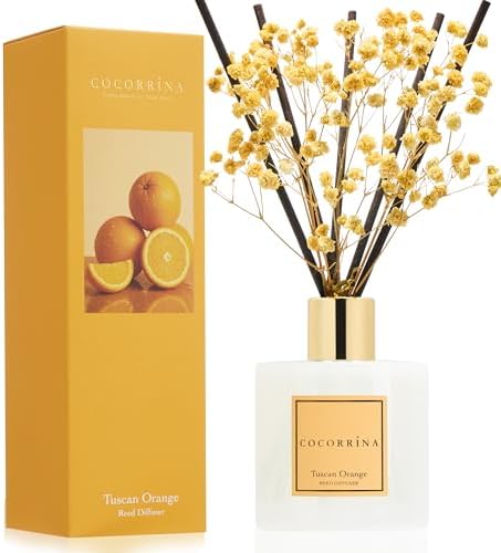 COCORRÍNA Reed Diffuser - Tuscan Orange 6.7 fl oz Reed Diffuser with Sticks, Home Bedrrom Bathroom Shelf Decor by COCORR%C3%8DNA