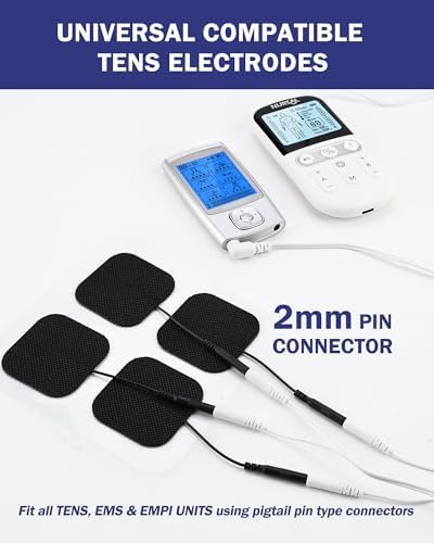 TENS Unit Replacement Pads, Nursal Reusable Self-Adhesive Electrodes Pads 20 Packs 2x2” 2x4”, Latex Free Pigtail TENS Pads, Compatible with TENS 7000, AUVON TENS, Etekcity, Nicwell Care Tens - Image 2