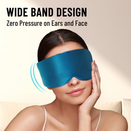100% Mulberry Silk Sleep Mask, Large Eye Cover for Sleeping, Comfortable and Pressure-Free Sleeping Masks for Women Men, Completely Blackout (Peacock Blue) - Image 5