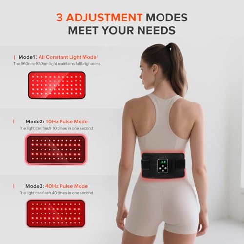 Cordless Red Light Therapy Belt, 3000mAh Battery Rechargeable Magnetic LED Screen Controller, Portable & Cordless, 12.4" * 5.7" Cordless Infrared Red Light Therapy for Body Back Knee Leg - Image 5