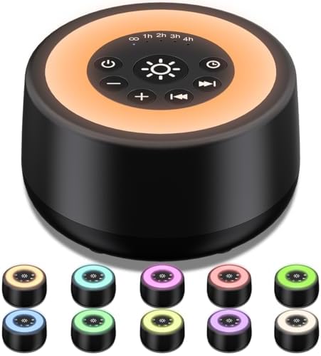 Sleepbox Sound White Noise Machine with 25 Soothing Sounds 10 Colors Warm Night Light 4 Brightness Levels 32 Volume Levels 5 Timer and Memory Function Perfect for Kids Adults Seniors Sleeping Black by Sleepbox
