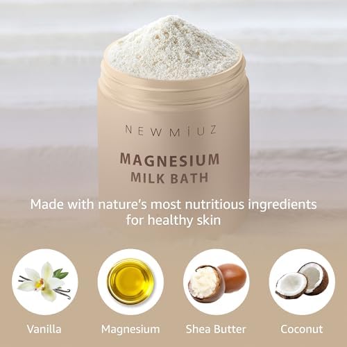 Creamy Magnesium Milk Bath Soak Powder Moisturize Soften Skin Coconut Vanilla Shea Butter Luxury Spa Bath Salt Relaxation Selfcare Gifts for Women - Image 3