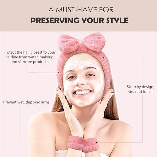 Ayesha Spa Headband and Wristband Set for Washing Face Skincare Makeup - Image 3