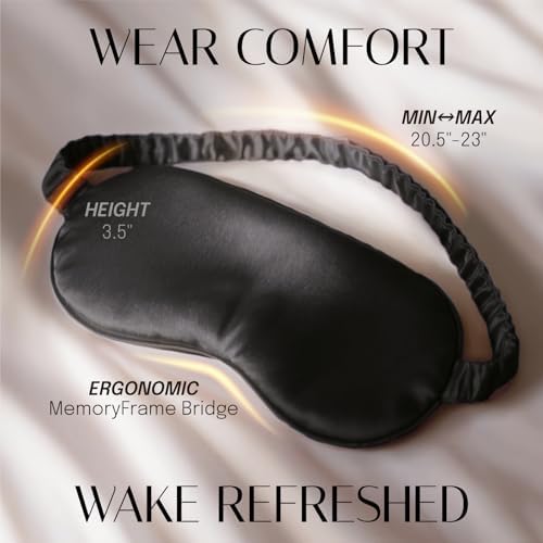 OLESILK Silk Eye Mask for Sleeping with Shading Strip for Women, Black - Image 4