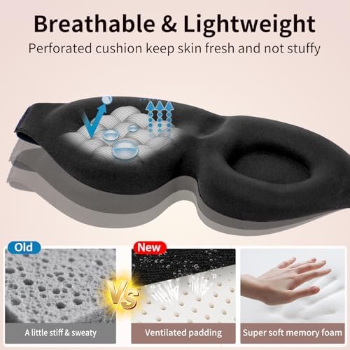 NEWVANGA Sleep Mask for Back and Side Sleeper, Travel Eye Cover, Black - Image 6